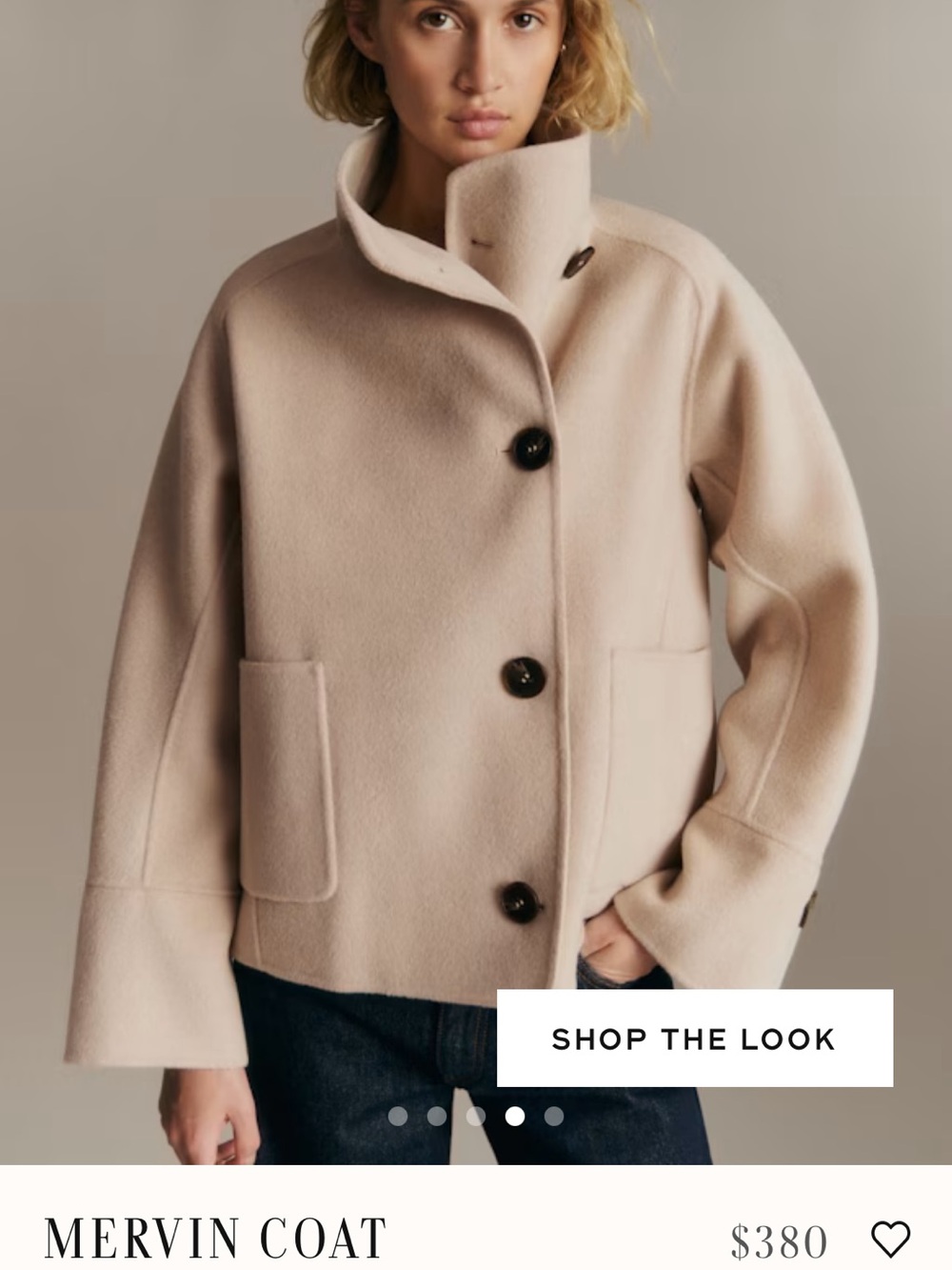Sezane Mervin Wool Coat -sand color size 2 EUC